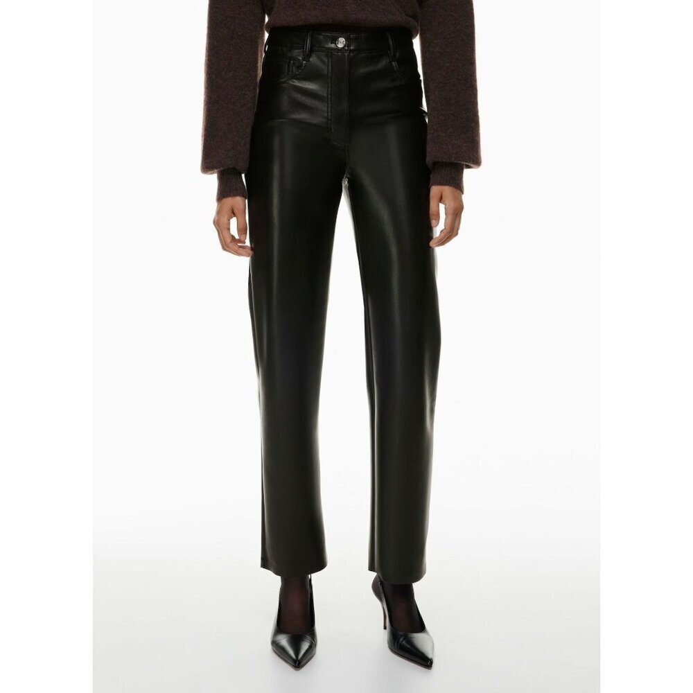 Wilfred The Melina High-Waisted Black Faux Leather Straight-Leg Pants Size 8